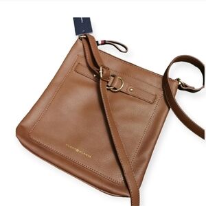 Tommy Hilfiger brown leather crossbody sling bag